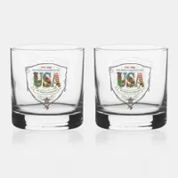 US 250 Years of Freedom Botanical Patriotic Whiskey Glass
