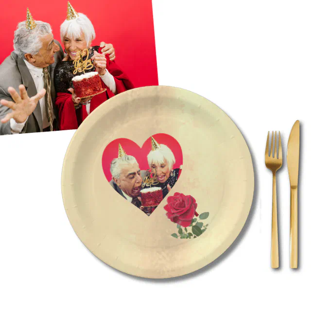 Red Rose custom Anniversary  Paper Plates