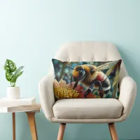 Cute Bee On Flower  Lumbar Pillow