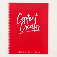 Content Creator Stylish Red White Modern Script Planner