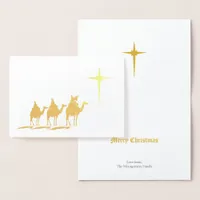 Three Wise Men with Christmas Star Gold Foil Card