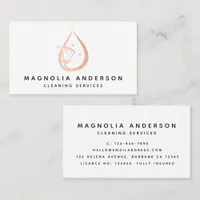 Rose Gold Foil House Cleaning Services  Business Card