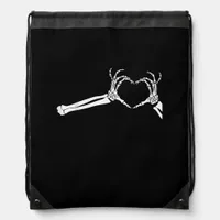 Funny Skeleton Heart Hands. Halloween Costume Skel Drawstring Bag