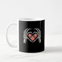 Skeleton Hand Heart Skateboard Valentines Day Funn Coffee Mug