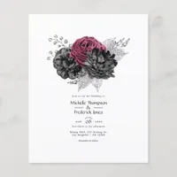 Marsala, Black and Silver Floral Wedding Flyer