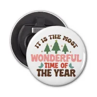 Wonderful Time Retro Groovy Christmas Holidays Bottle Opener