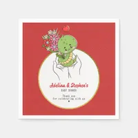 Cute A Baby Snake Is On The Way Red Baby Shower Napkins