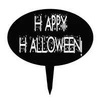 Nighttime Happy Halloween Text Cake Topper