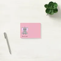 Cute baby elephant in pink for girls, hand drawn, post-it notes