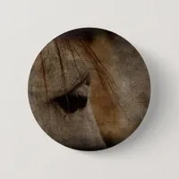 Grey Horse Face Grunge Button