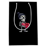 Funny Skeleton Men Women Skeleton Heart Valentines Medium Gift Bag