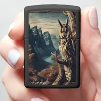 Long-Eared Owl Sentinel Above the Riverbend Zippo Lighter