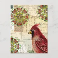 Collaged Old Letters and Postcards with Bird