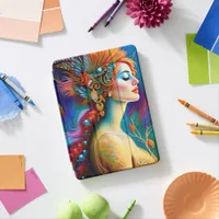 The Colorful Mermaid AI Art Portrait iPad Air Cover