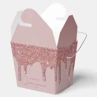 Luxury Rose Gold Sparkle Glitter Drips Quinceanera Favor Boxes
