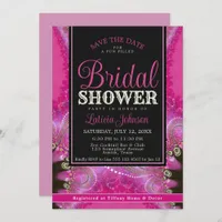 Psychedelic Pink Swirl Fractal Lace Bridal Shower  Invitation