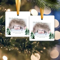 Baby's First Christmas Cute Holiday Trees Photo Ceramic Ornament