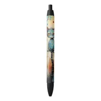 Quirky Blue Cat Whimsical Big Eyes Writing Pen