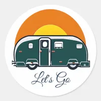 Let's Go! Fun Retro RV Classic Round Sticker