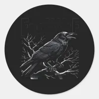 Crow, F-Caw-F Funny Bird Minimal Clean Classic Round Sticker