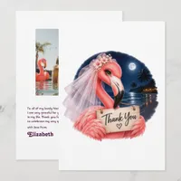 Hot Pink Flamingo Beach Bachelorette Party Photo Thank You Card