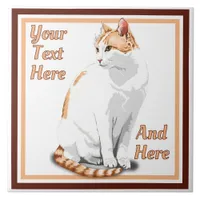 Ginger Orange and White Cat Personalized Ceramic Tile