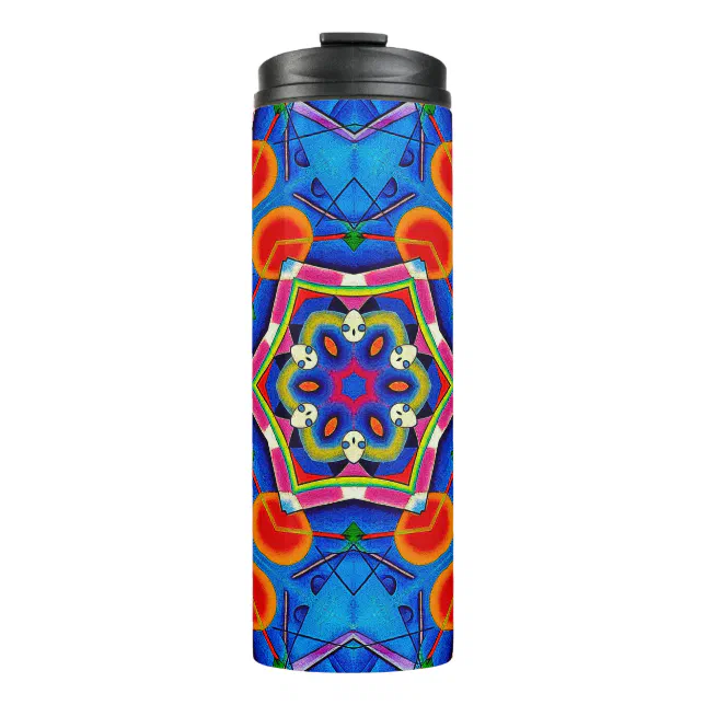 Multicolored oil painting kaleidoscope thermal tumbler