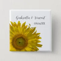 Yellow Sunflower Wedding Pinback Button