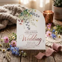 Watercolor Wildflower Meadow Rose Gold Wedding Invitation