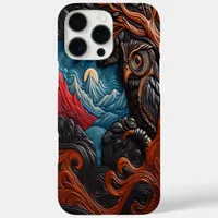 Colorful Owl and Mountains Under a Vivid Sky iPhone 16 Pro Max Case