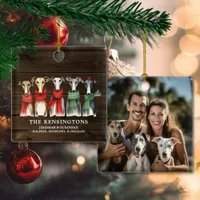 Whippets and Greyhounds Dog Rescue Holiday Photo Ceramic Ornament