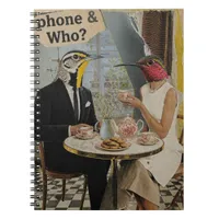 Birds Having Tea Party Mixed Media Collage Notebook