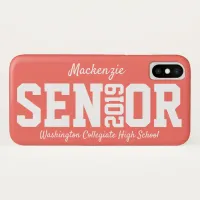 Personalized Senior Class of 2019 Coral iPhone X Case