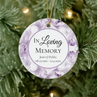 Purple Hydrangea Flowers Watercolor Memorial Ceramic Ornament