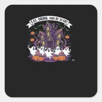 Eat Drink And Be Scary Classic Funny Retro Square Sticker