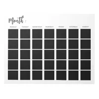 Blank monthly calendar  notepad