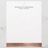 Rose Gold Quill Mobile Notary Letterhead