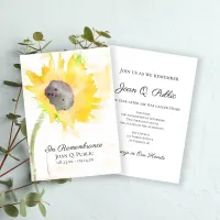 Yellow Sunflower Vase Watercolor Death Anniversary Invitation