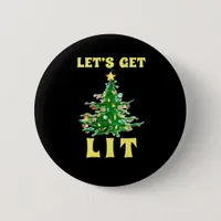 Let's Get Lit Funny Christmas Drinking Classic Button