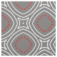 Grey White Red Ethnic Boho Chic Geometric Pattern Fabric