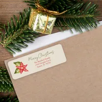 Simple Christmas Holiday Red Green Poinsettia Label