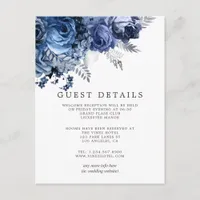 Navy and White with Silver Wedding Guest Details Enclosure Card