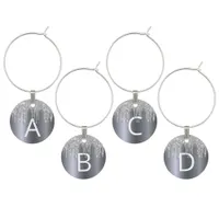 Christmas party silver glitter sparkle monogram wine charm