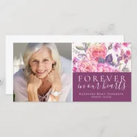 Floral Photo Forever in Our Hearts Funeral Thank You Card