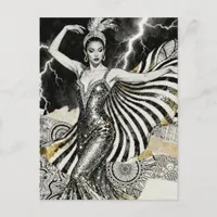 A Showgirl Dances in Lightening Postcard