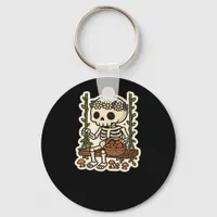 Cottagecore Skeleton With Flower Crown Keychain