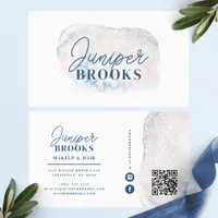 Frosted Blue Glitter Social Media QR Code Business Card