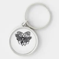 Deathshead Moth Classic Skeleton Hand Heart Style Keychain
