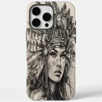 Feathered Indian girl warrior in nature iPhone 16 Pro Max Case