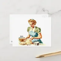 Retro Lady Baking  Postcard